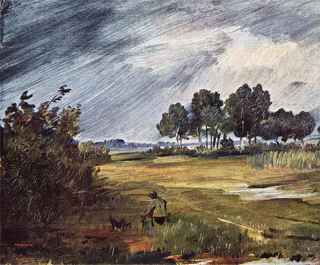 Wilhelm Busch - "Regenlandschaft" - Öl auf Karton