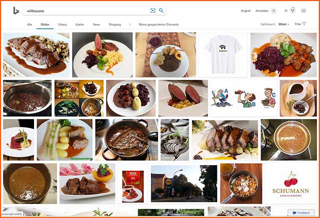 WildsauSeo in der bing-Bildersuche - lauter Schweinebraten. Was ist da los?
