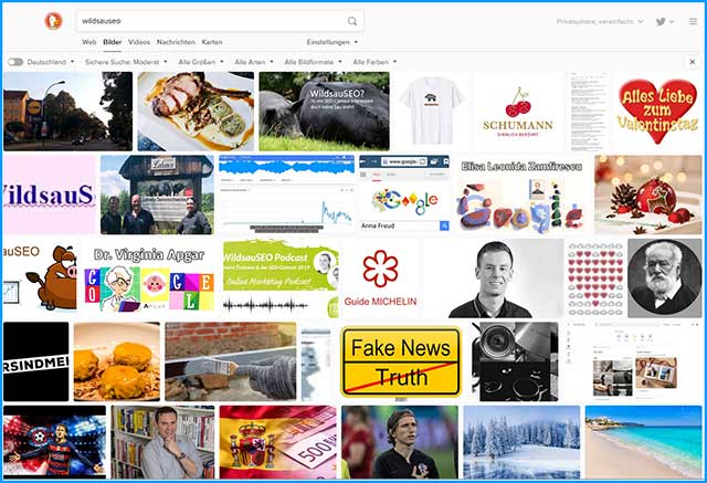 Keyword "WildsauSeo" in der DuckDuckGo-Bildersuche
