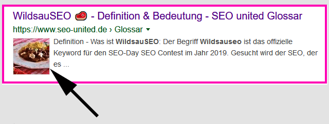 WildsauSeo-Rezept erzeugt Bild in den organischen Google-Rankings